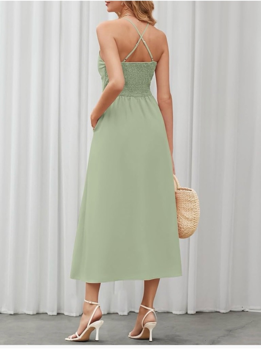 Amazon Sage Green Maxi Dress with Cutout - Picture 2 of 4